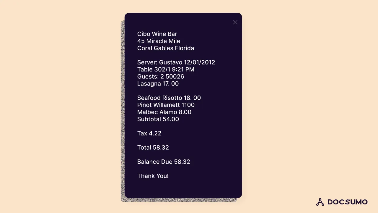 Tesseract output after upscaling and grayscale: subtotal and total are now correct, but tax reads 4.22 instead of 4.32 and one price still lacks its decimal point