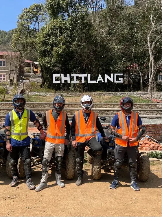 Docsumo team members on quad bikes in Chitlang