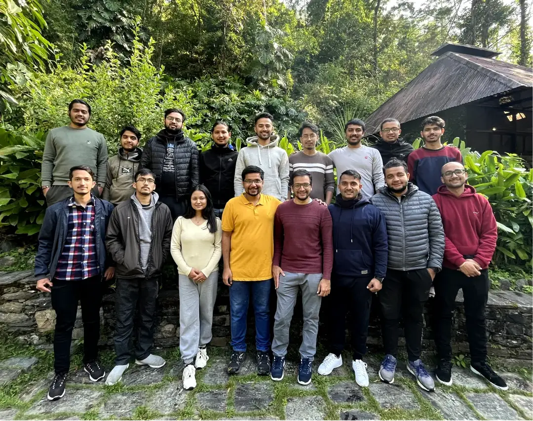 The Docsumo team outdoors, together in one group